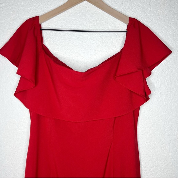 Boston Proper Red Ruffle Off the Shoulder Midi Dress size 14 Holiday Party - Picture 6 of 7
